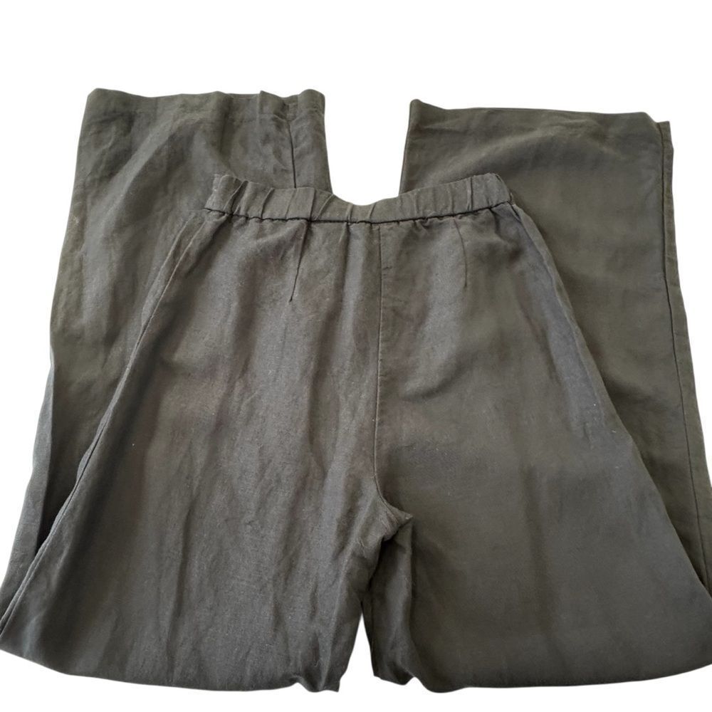 H&M Black Linen Blend Straight Leg Trousers,‎ 2 - Picture 2 of 11